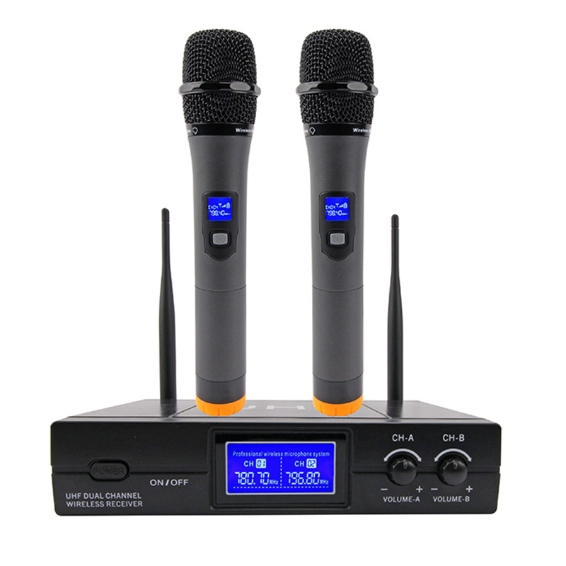 Microphone Wireless UHF System Dual Channel Handheld