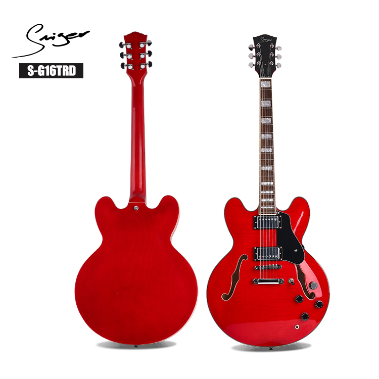 Smiger Semi-Hollow Electric Guitar Jazz Body & Two H Pickups with Coil-splitting Function, 335 Style Jazz